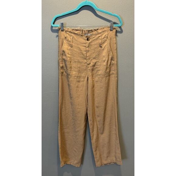 Kut Pinstripe Khaki Wide Leg Distressed Pants Women’s 0 - Picture 1 of 7